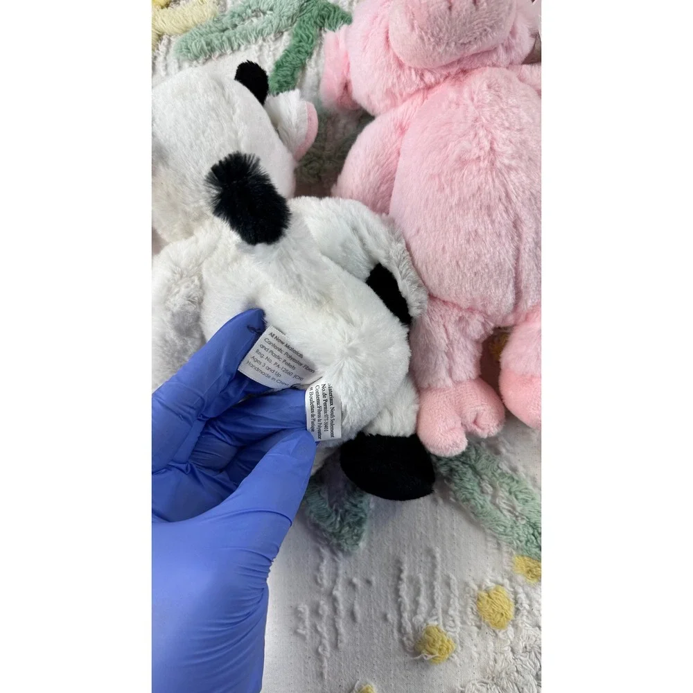 Plushland March of Dimes Bean Bag Plush Set Pink Pig White Cow Farm Animals 8